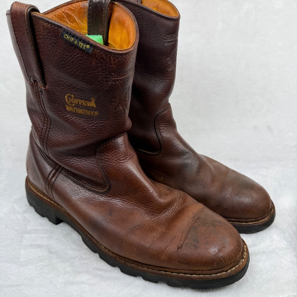 Chippewa 25975 Mens Brown Leather Waterproof Wellington Work Boots Size 11 M